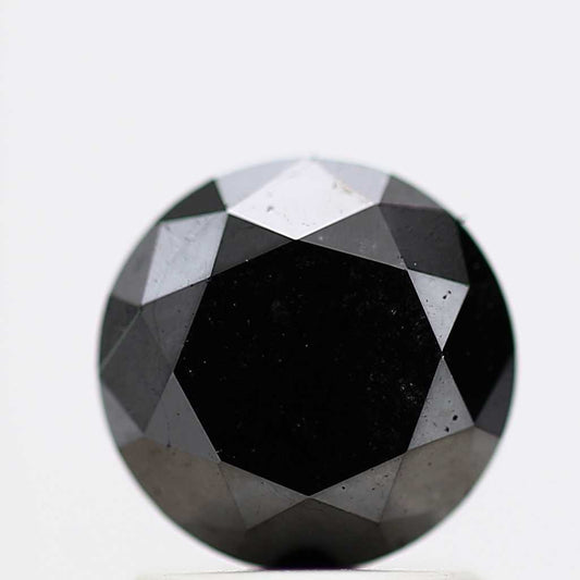 1.41 Carat Fancy Black Round Shape Brilliant Cut Natural Loose Diamond