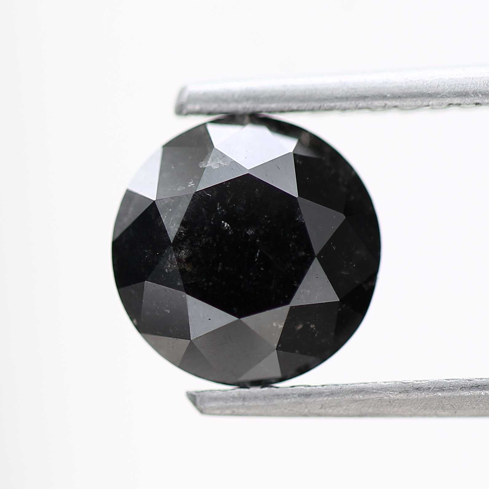1.42 Carat Fancy Black Round Shape Brilliant Cut Natural Loose Diamond