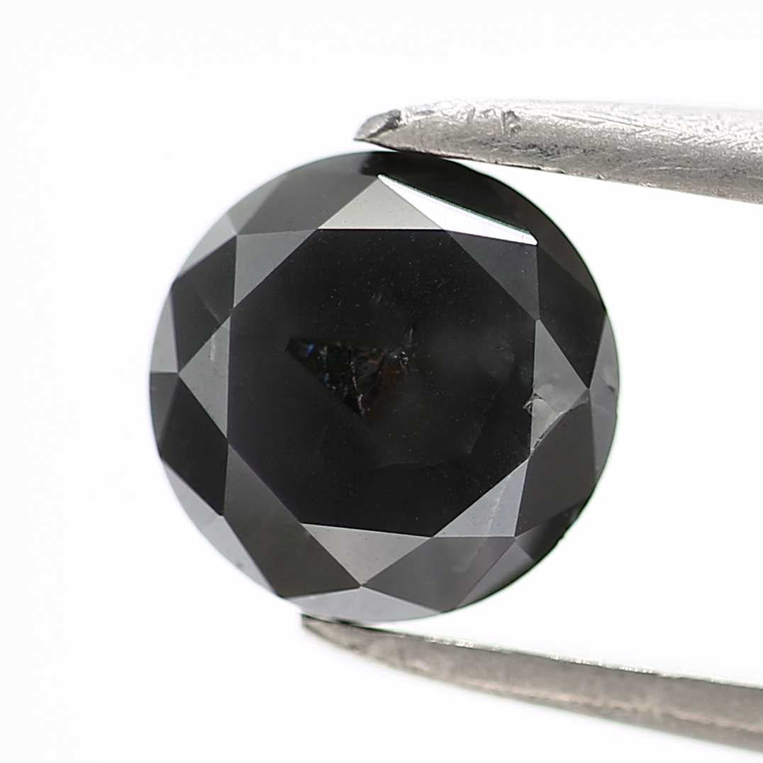 2.02 Carat Fancy Black Round Shape Brilliant Cut Natural Loose Diamond