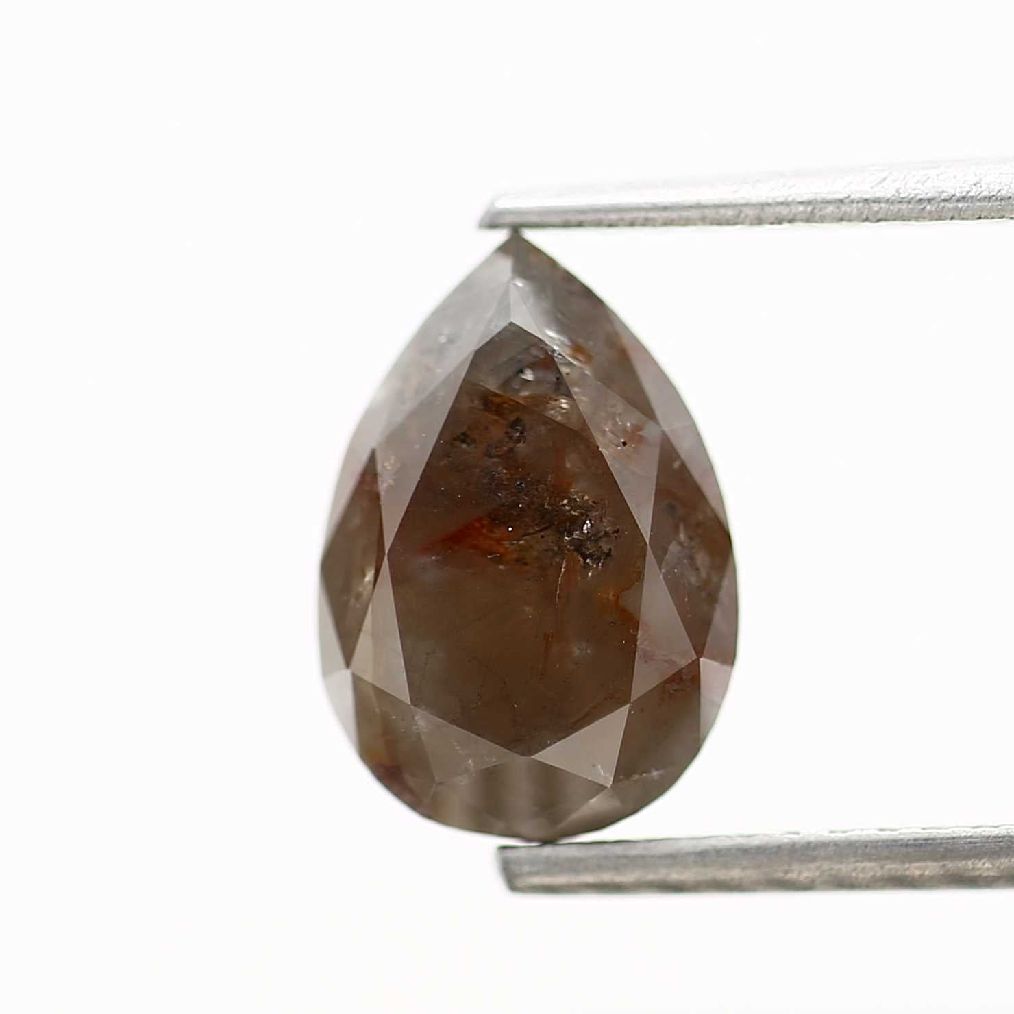 Salt and Pepper Diamond Fancy Brown Color 2.52 CT 10.10 x 7.12 x 5.22 MM Pear Cut Diamond! Natural Loose Diamond ! Christmas Gift for Her