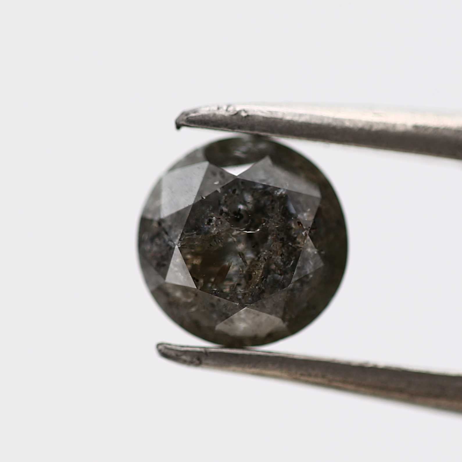 0.89 Carat Salt and Pepper Diamond Round Brilliant Cut Natural Loose Diamond