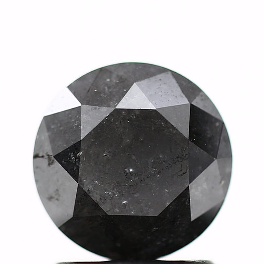 1.36 Carat Fancy Black Round Brilliant Cut Natural Loose Diamond