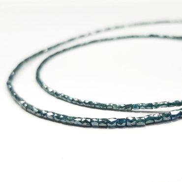 Fancy Blue Color Tube Polished Loose Diamond Beads 16" Strand Necklace