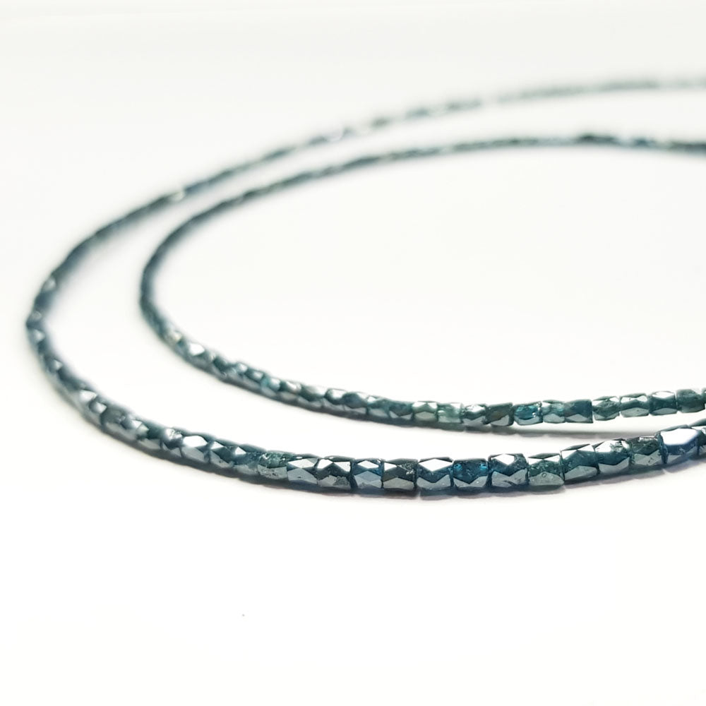 Natural Blue Polished Tube Loose Diamond Beads 16" Strand Necklace