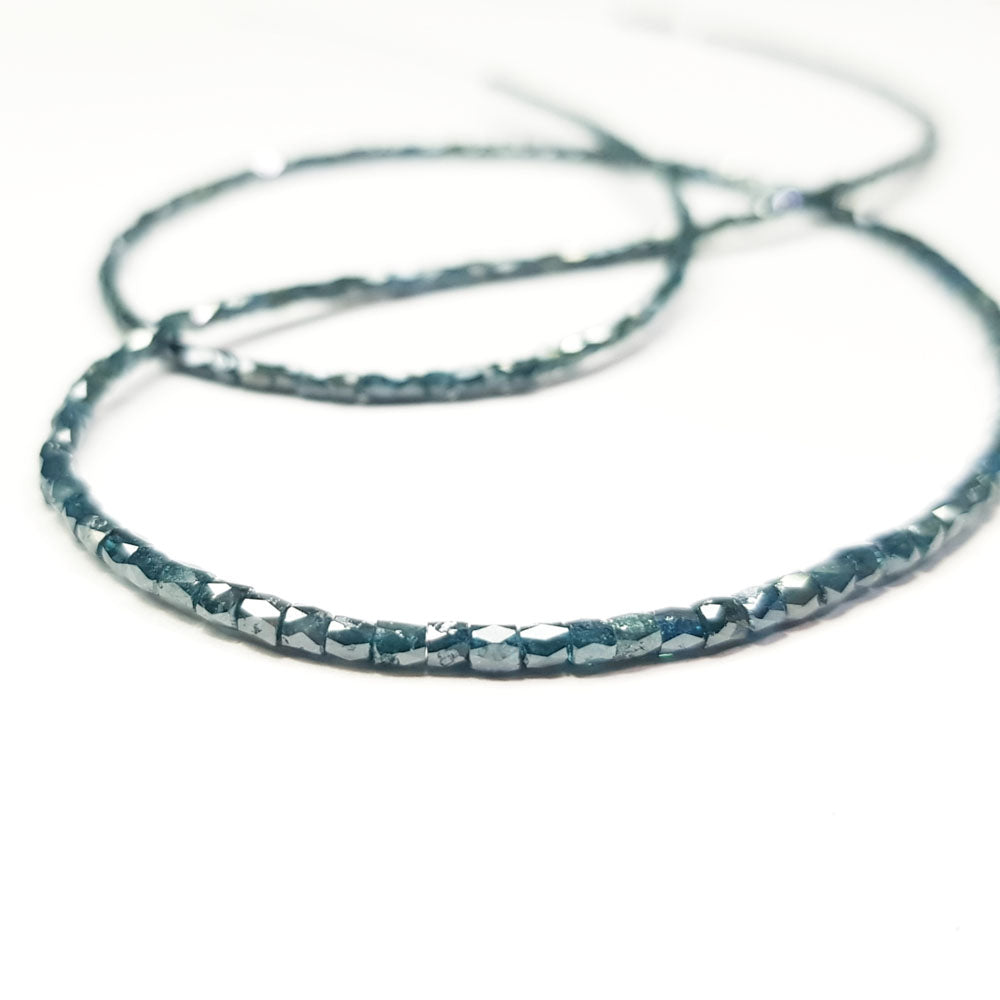 Natural Blue Polished Tube Loose Diamond Beads 16" Strand Necklace