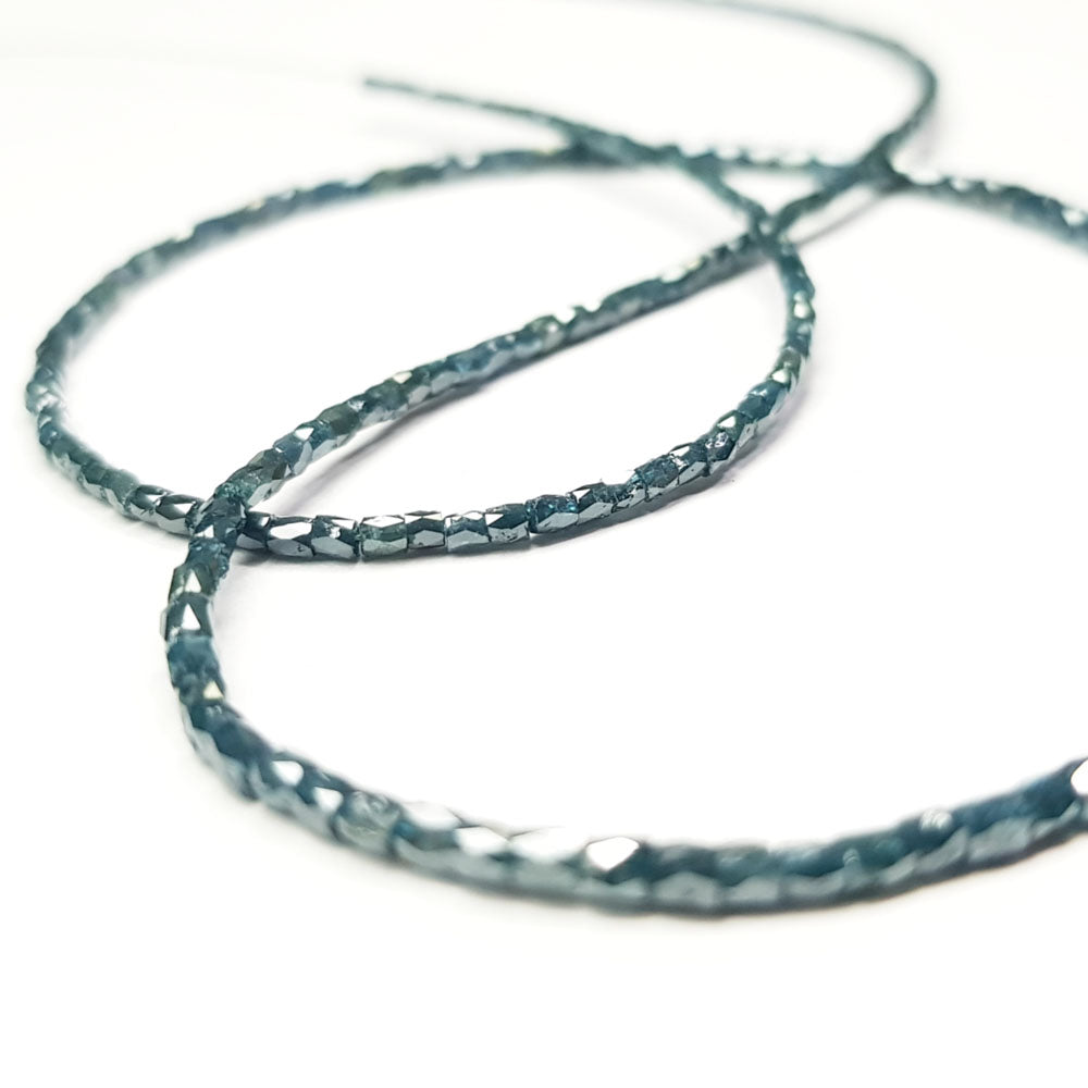 Natural Blue Polished Tube Loose Diamond Beads 16" Strand Necklace