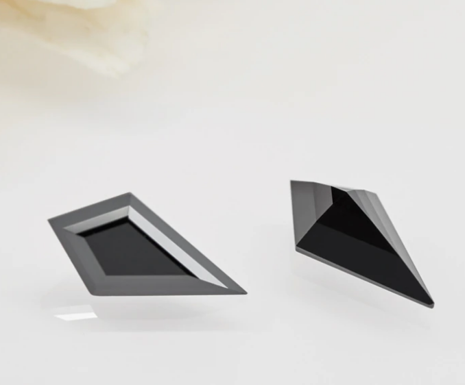 Fancy Black Color Loose Diamond, Natural Kite Shape 12.00 X 8.00 MM