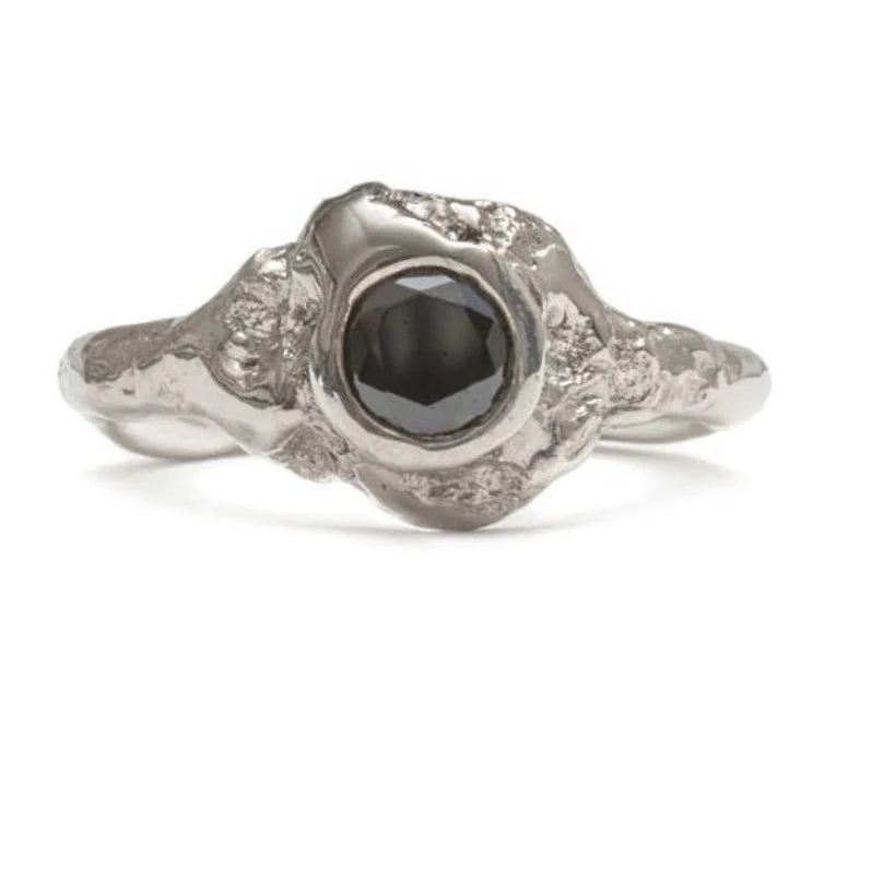 Black Color Diamond Ring ! Natural Round Cut Diamond Engagement Ring 14k Yellow White Rose Gold Anniversary Ring Christmas Gift For Her