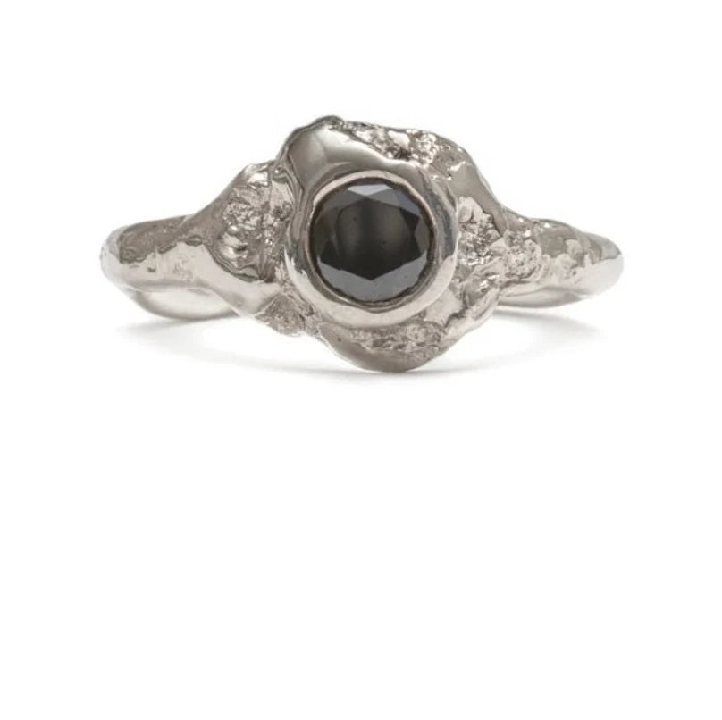 Black Color Diamond Ring ! Natural Round Cut Diamond Engagement Ring 14k Yellow White Rose Gold Anniversary Ring Christmas Gift For Her