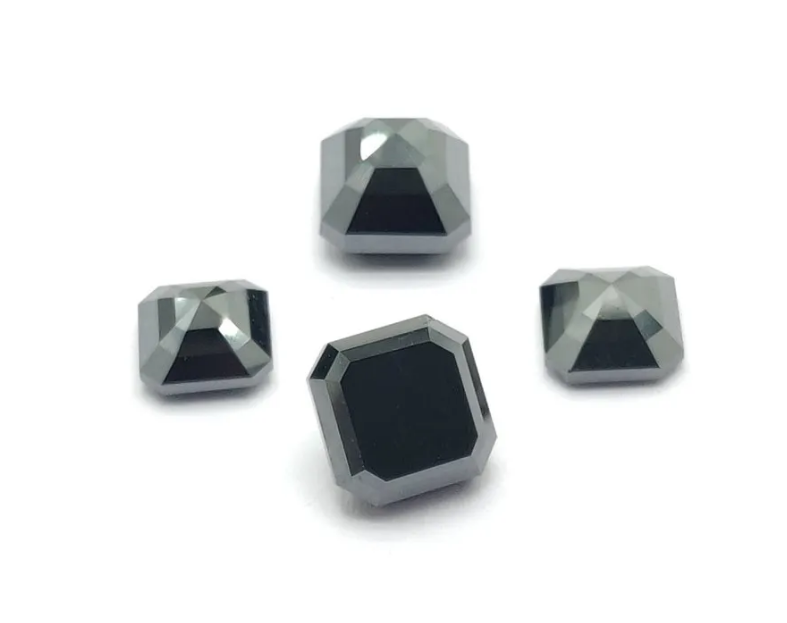 Fancy Black Color Loose Diamond, Natural Asscher Shape 4.00 X 4.00 MM