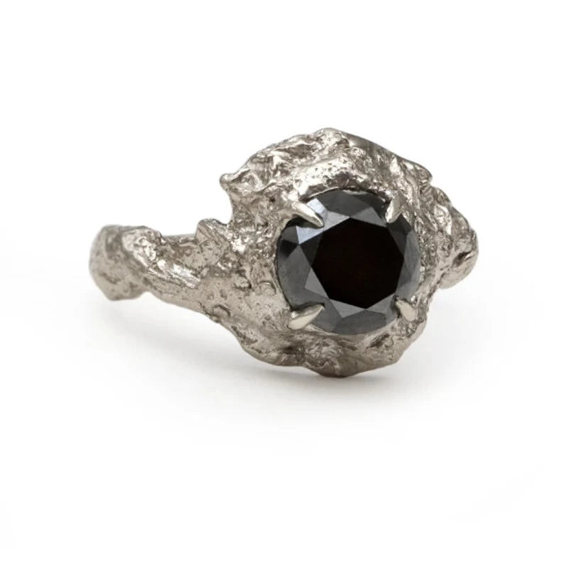 Black Color Diamond Ring ! Natural Round Cut Diamond Engagement Ring 14k Yellow White Rose Gold Anniversary Ring Christmas Gift For Her