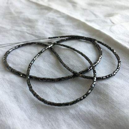 Natural Black Polished Tube Loose Diamond Beads 16" Strand Necklace