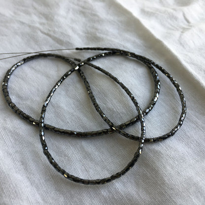 Natural Black Polished Tube Loose Diamond Beads 16" Strand Necklace