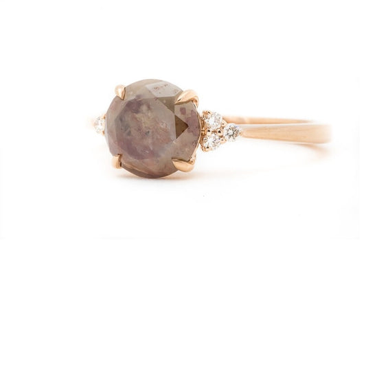 2.20 Ct Salt and pepper Diamond engagement ring vintage ring solitaire ring unique rose gold diamond art deco Wedding anniversary ring