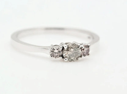Salt and Pepper Ring ! Round Diamond Ring • Three-Stone Ring • Engagement Ring • Anniversary Ring • Engagement Gift • Pink Diamond Ring