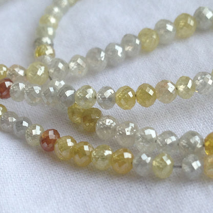 Natural Multi Color Round Ball's Cut Polished Loose Diamond Beads 16" Strand Necklace
