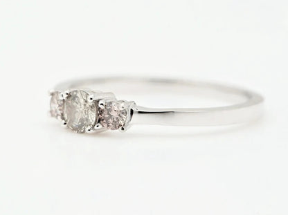 Salt and Pepper Ring ! Round Diamond Ring • Three-Stone Ring • Engagement Ring • Anniversary Ring • Engagement Gift • Pink Diamond Ring