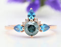 Anniversary Ring ! Natural Blue Color Diamond Ring ! Natural Round Diamond Engagement Ring ! Anniversary Gift ! Gift For Her