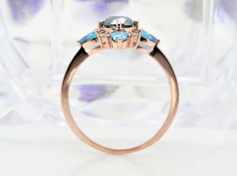 Anniversary Ring ! Natural Blue Color Diamond Ring ! Natural Round Diamond Engagement Ring ! Anniversary Gift ! Gift For Her