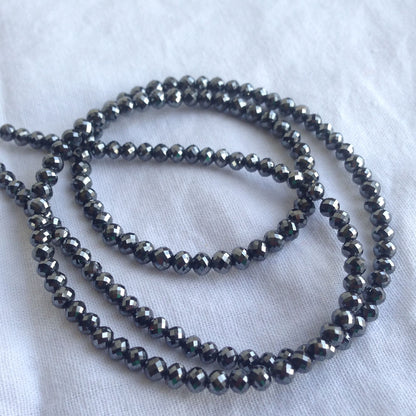 Natural Black Round Ball's Cut Polished Loose Diamond Beads 16" Strand Necklace