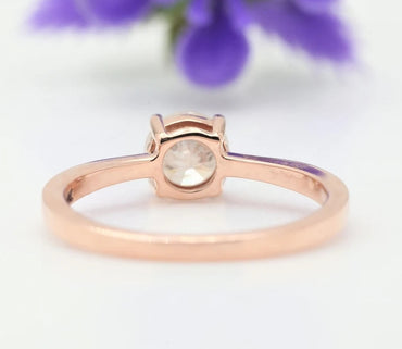 0.82 Ct Salt and Pepper Diamond Ring, Round Diamond Ring, Engagement Ring, 14K Rose Gold Ring, Wedding Ring, Gift For Her, Propose Ring