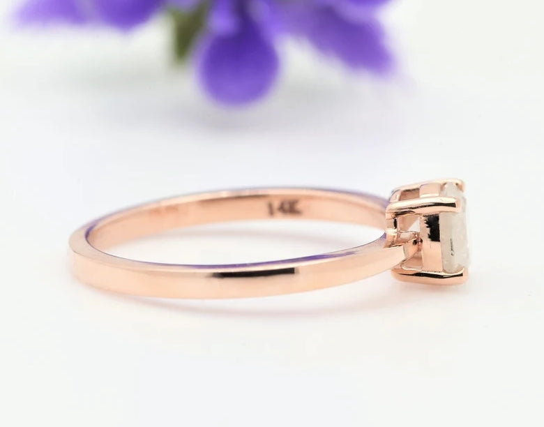 0.82 Ct Salt and Pepper Diamond Ring, Round Diamond Ring, Engagement Ring, 14K Rose Gold Ring, Wedding Ring, Gift For Her, Propose Ring