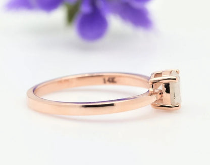 0.82 Ct Salt and Pepper Diamond Ring, Round Diamond Ring, Engagement Ring, 14K Rose Gold Ring, Wedding Ring, Gift For Her, Propose Ring