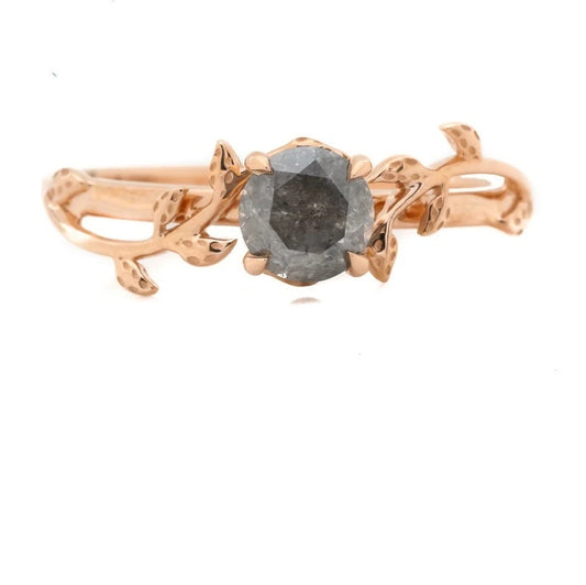 Salt and Pepper Diamond Ring ! Natural Round Cut Diamond ! Natural Gray Diamond For Anniversary Ring ! Alexandrite Ring ! Gift For Her