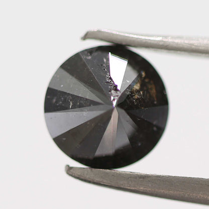 1.08 Carat Fancy Black Round Brilliant Cut Natural Loose Diamond