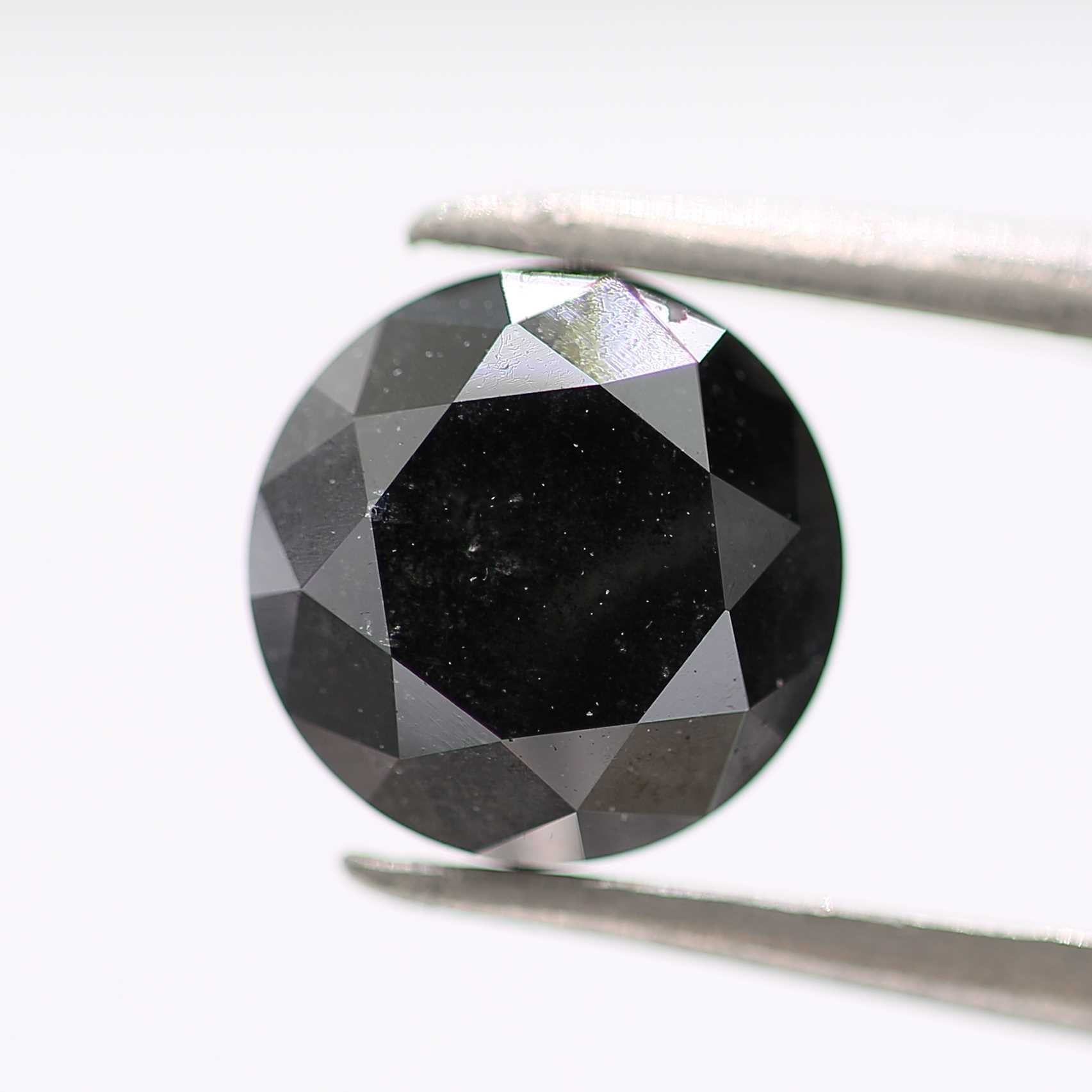 1.71 Carat Fancy Black Round Brilliant Cut Natural Loose Diamond