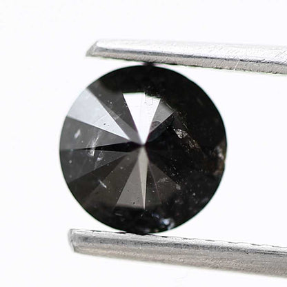 0.79 Carat Fancy Black Round Shape Brilliant Cut Natural Loose Diamond