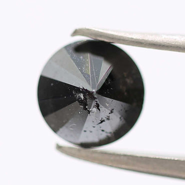 0.89 Carat Fancy Black Round Shape Brilliant Cut Natural Loose Diamond