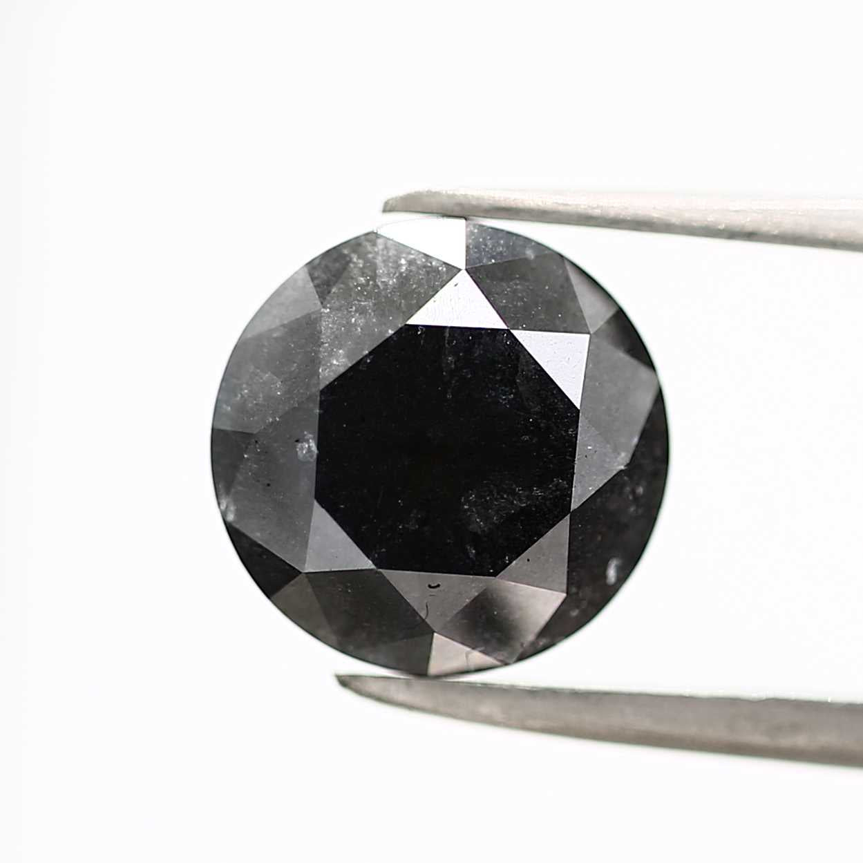 3.50 Carat Fancy Black Round Brilliant Cut Natural Loose Diamond