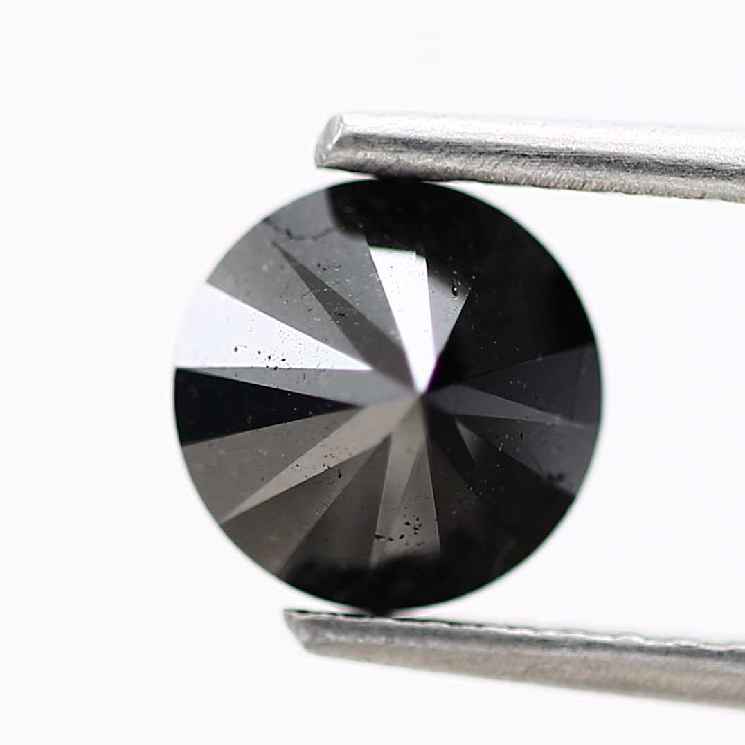 0.97 Carat Fancy Black Round Brilliant Cut Natural Loose Diamond