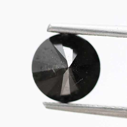 1.10 Carat Fancy Black Round Brilliant Cut Natural Loose Diamond