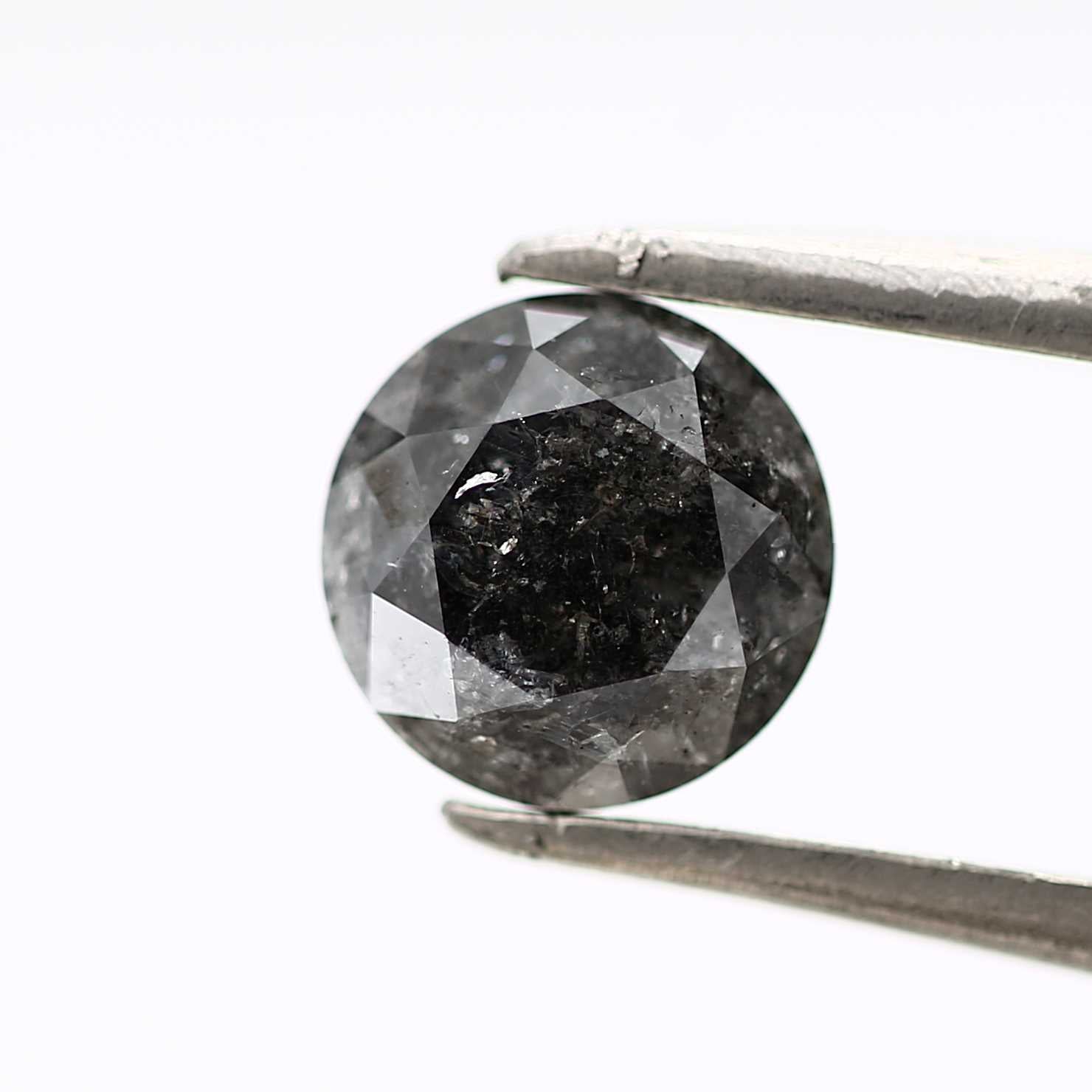 0.88 Carat Salt and Pepper Diamond Fancy Round Brilliant Cut Natural Loose Diamond