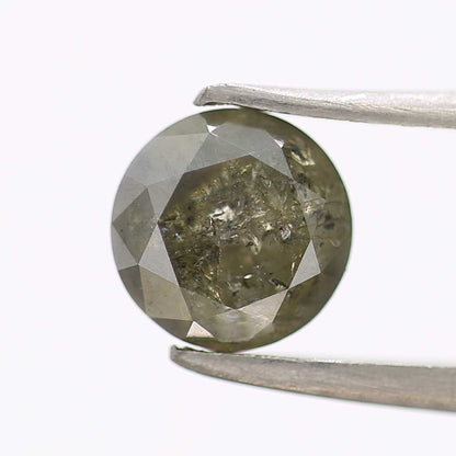 1.34 Carat Salt and Pepper Gray Round Brilliant Cut Natural Loose Diamond