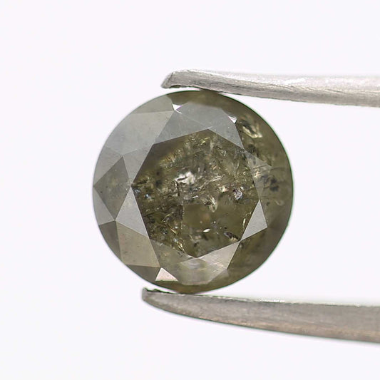 1.34 Carat Salt and Pepper Gray Round Brilliant Cut Natural Loose Diamond