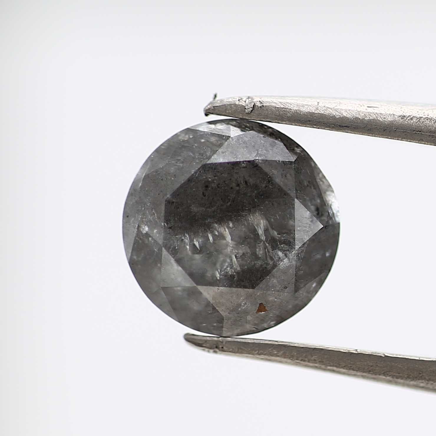 1.48 Carat Salt and Pepper Diamond Gray Round Brilliant Cut Natural Loose Diamond