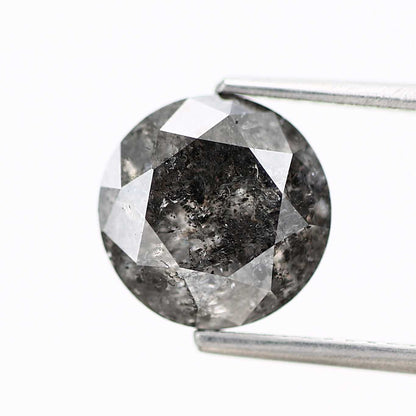 2.75 Carat Salt and Pepper Diamond Round Gray Brilliant Cut Natural Loose Diamond