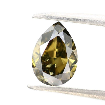 Salt and Pepper Diamond Fancy Greenish Yellow 0.98 CT 7.50 x 5.35 x 3.10 MM Pear Cut Diamond! Natural Loose Diamond ! Christmas Gift for Her