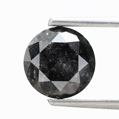 Salt And Pepper Diamond Fancy Gray Color 1.70 CT 7.22 x 5.07 MM Round Brilliant Cut Diamond ! Natural Loose Diamond ! Christmas Gift for Her
