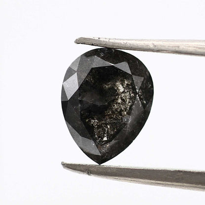 Salt and Pepper Diamond Fancy Gray Color 1.91 CT 8.60 x 6.75 x 3.60 MM Pear Cut Diamond! Natural Loose Diamond ! Christmas Gift for Her