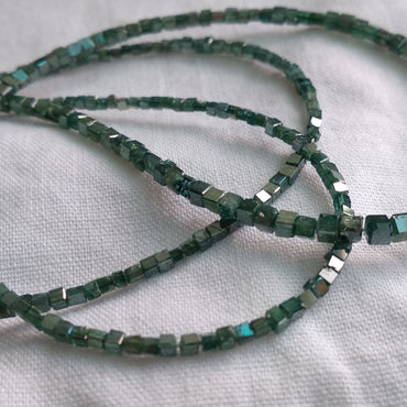 Natural Blue Polished Cube Loose Diamond Beads 16" Strand Necklace