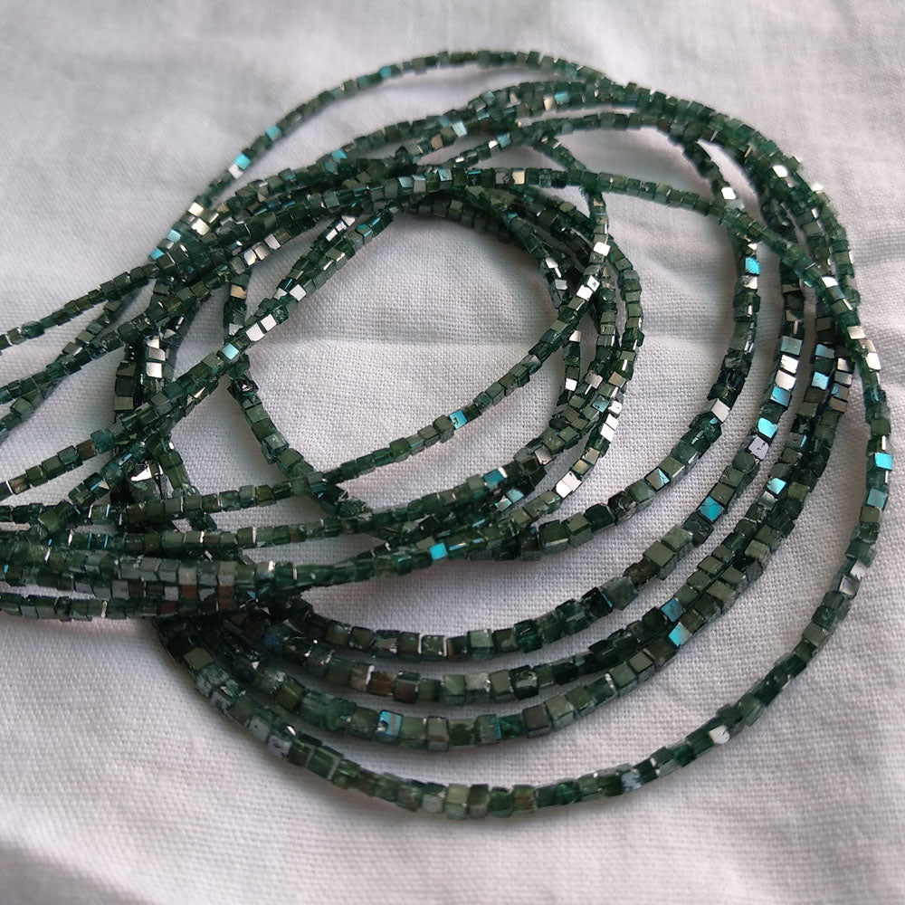 Natural Blue Polished Cube Loose Diamond Beads 16" Strand Necklace