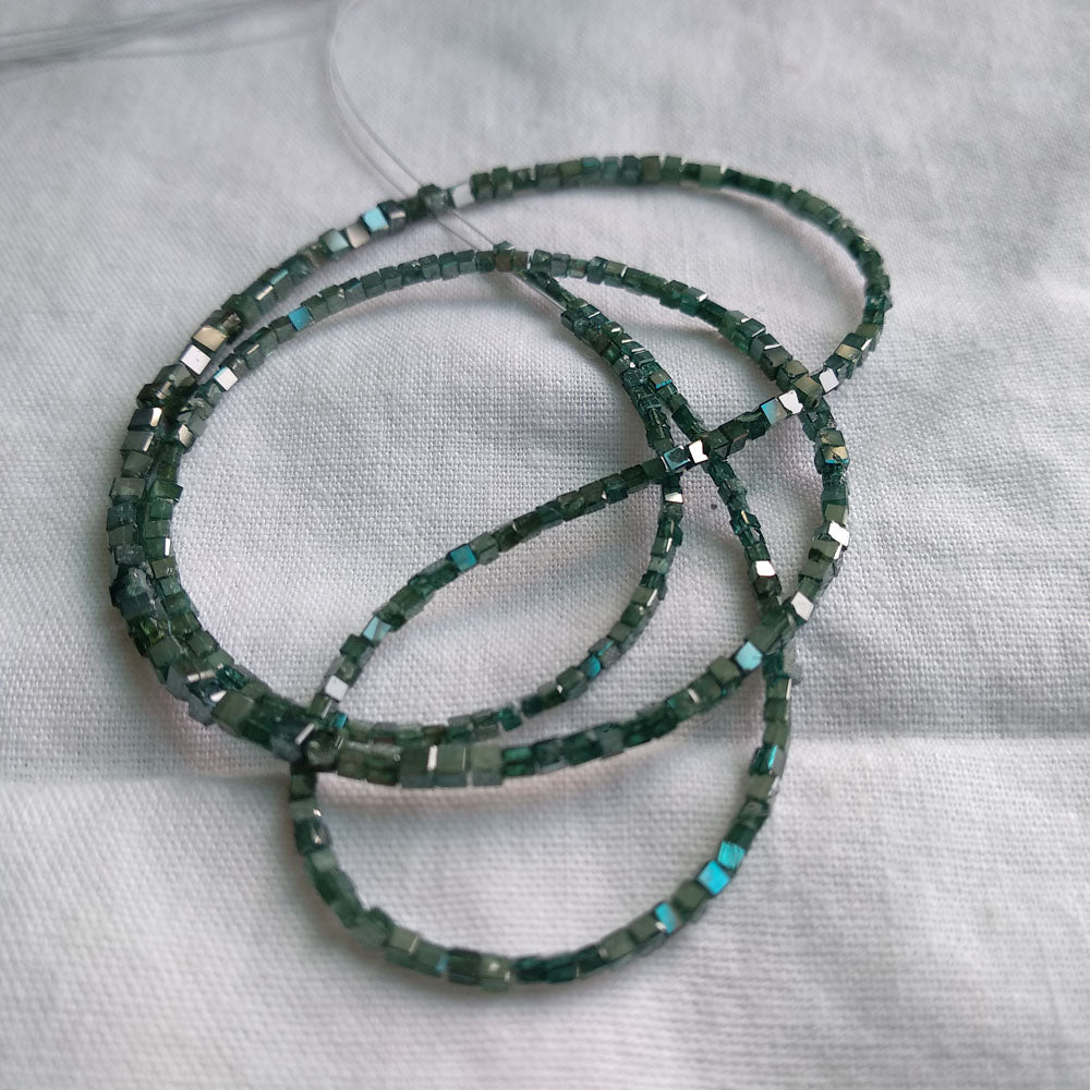 Natural Blue Polished Cube Loose Diamond Beads 16" Strand Necklace