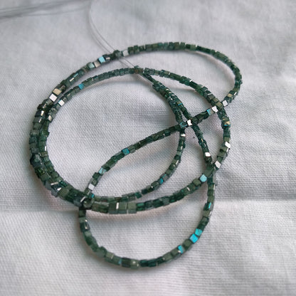 Natural Blue Polished Cube Loose Diamond Beads 16" Strand Necklace