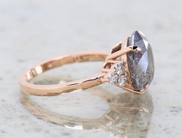 7.78 Carat Vintage Salt and Pepper Diamond Engagement Ring ! Natural Round Cut Diamond ! Natural Diamond For Anniversary Ring ! Gift For Her