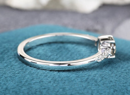 Salt and Pepper Diamond Engagement Ring, Vintage Solid 14K Gold Wedding Ring, Round Cut Anniversary Promise Ring For Woman ! Gift For Her