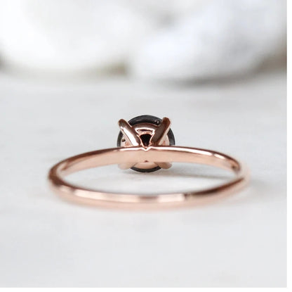 Engagement Ring ! Fancy Black Color Round Rose Cut Diamond Wedding Ring ! Anniversary Gift ! Gift for Her ! 14k White Yellow Rose Gold Ring